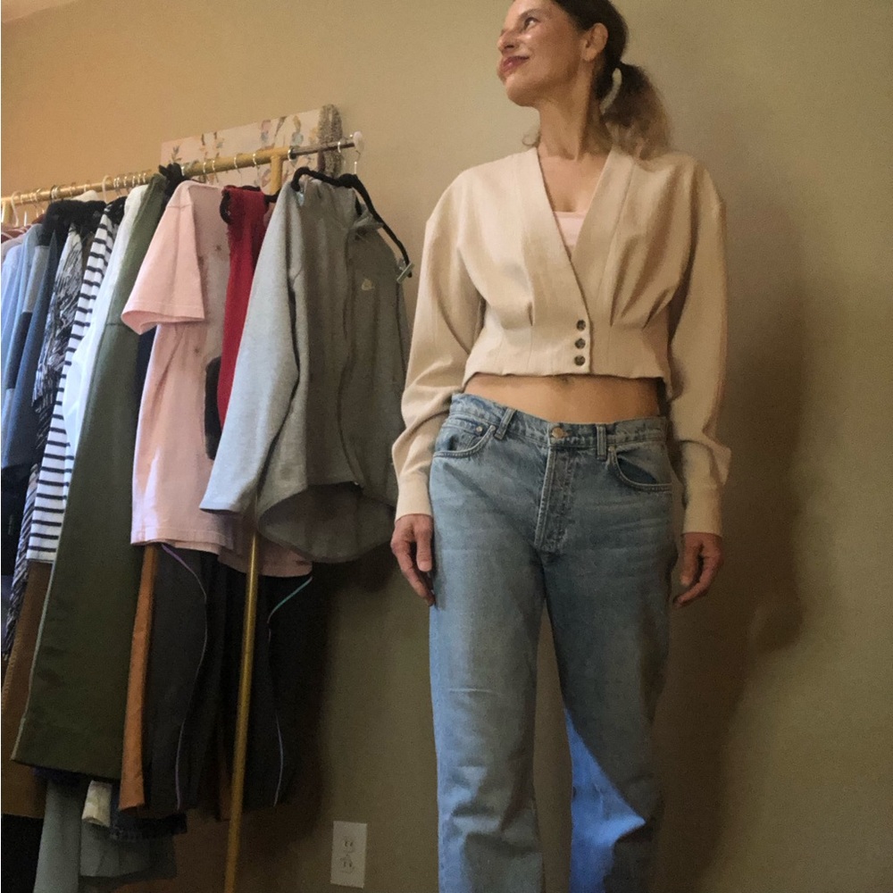 L’Academie Taupe Cropped Blazer Sz M